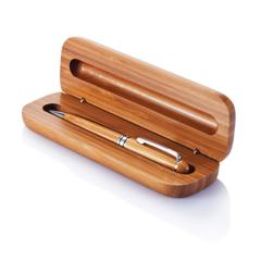 Stylo à bille en bambou avec coffret écologique | ObjetsEcologiques.com